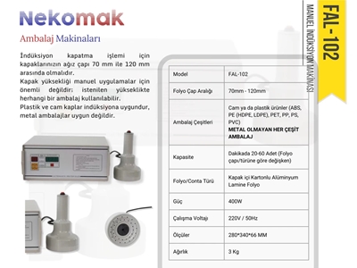 70-120 mm İndüksiyon Folyo Kapatma Makinası - 1