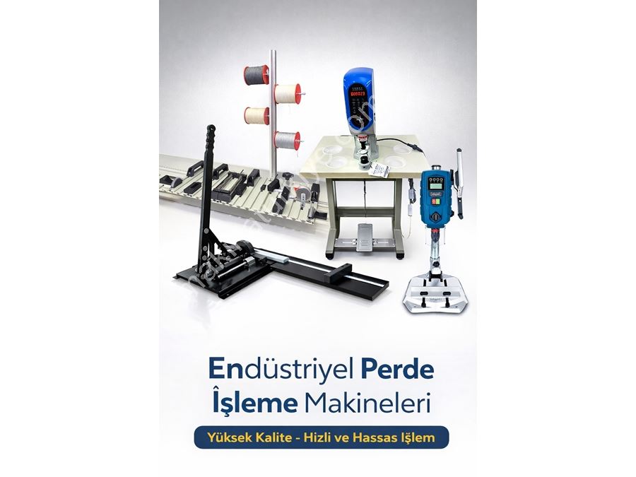 Plise Perde & Sineklik Üretim Makinası 4’Lü Komple Set (Kesme + Delme + İplik Takma + Çakım)
