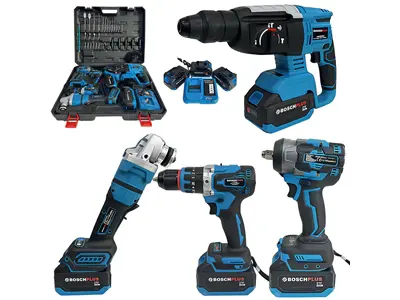 Kömürsüz Akülü 4Lü Set 21V 3Ah Darbeli Vidalama, Kırıcı Delici Matkap, Devir Ayarlı Avuç Taşlama