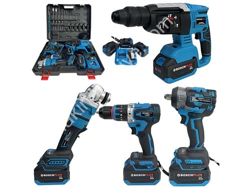 Kömürsüz Akülü 4Lü Set 21V 3Ah Darbeli Vidalama, Kırıcı Delici Matkap, Devir Ayarlı Avuç Taşlama