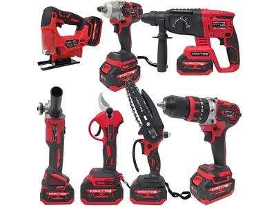 Yeni Nesil Kırmızı 7Li Şarjlı Vidalama Matkap Seti 21V 3Ah