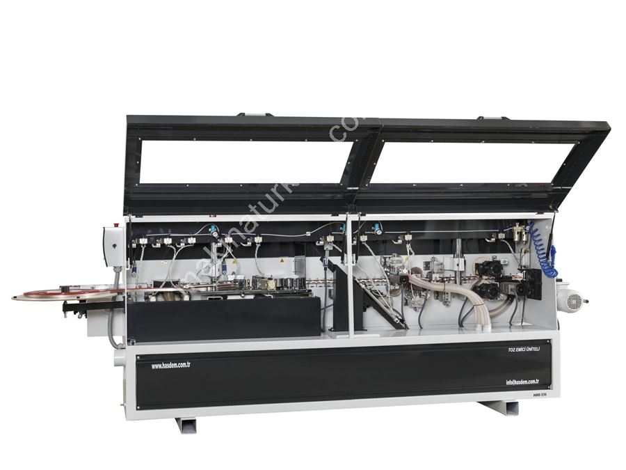 Machine à coller les bords PVC avec fraisage avant et coupe de tête et de fin