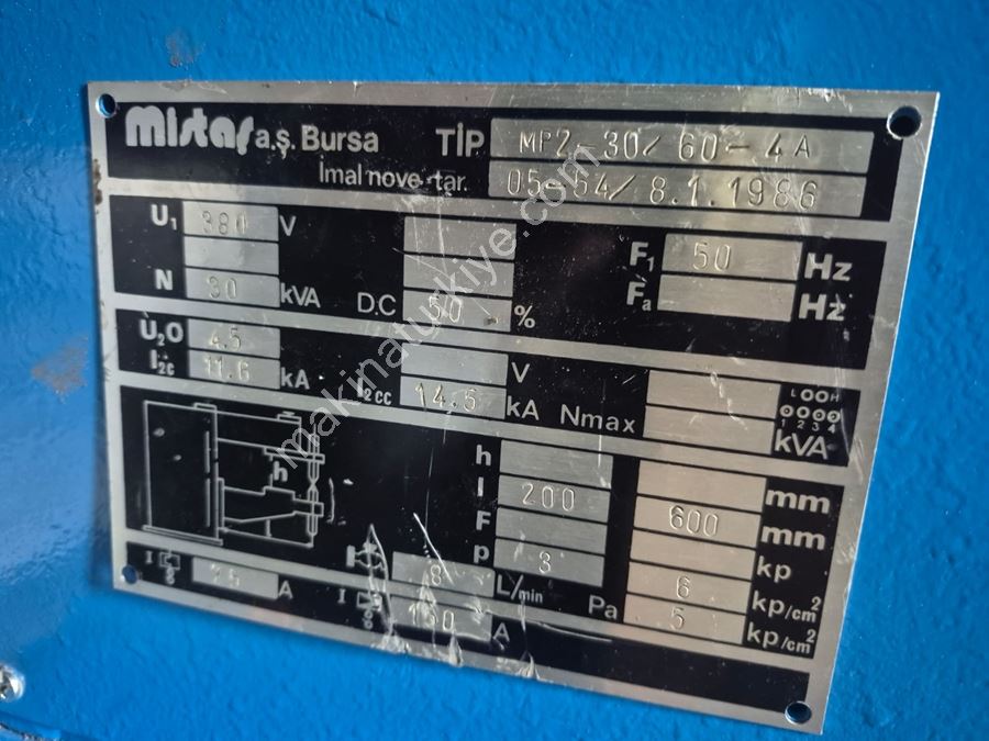 30 Kva Su Soğutmalı Pnömatik Punta Kaynak Makinası