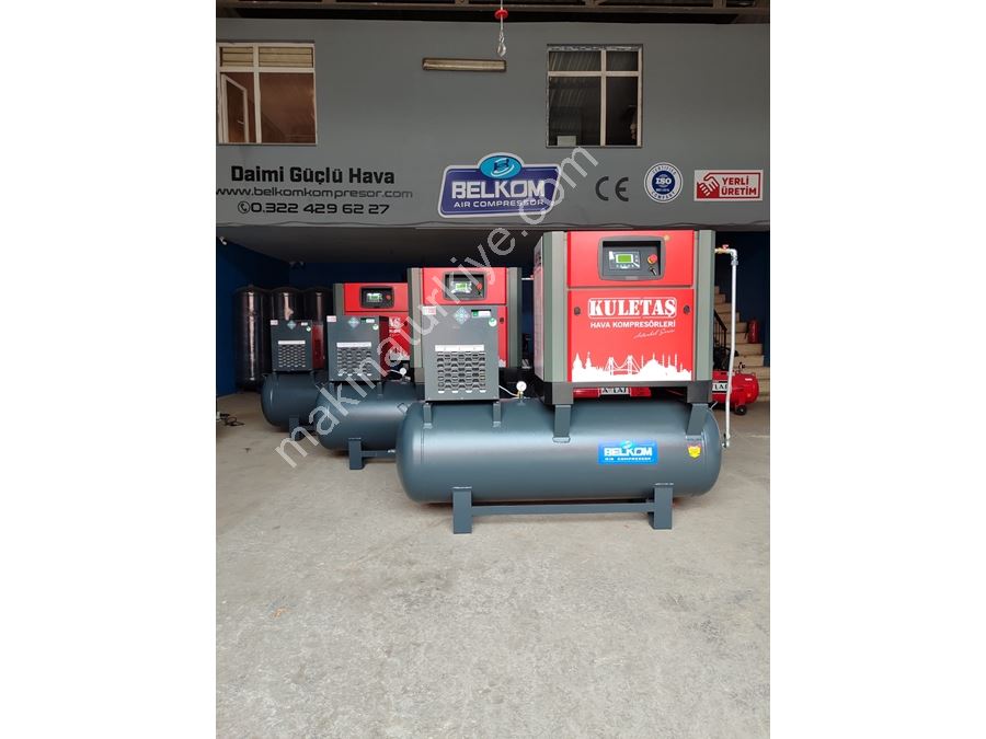 500 Litre, 10 Hp, Tank Üstü, Ful Set Vidalı Kompresör