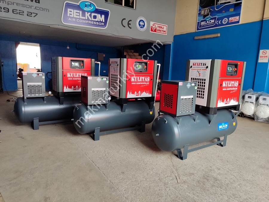 500 Litre, 10 Hp, Tank Üstü, Ful Set Vidalı Kompresör