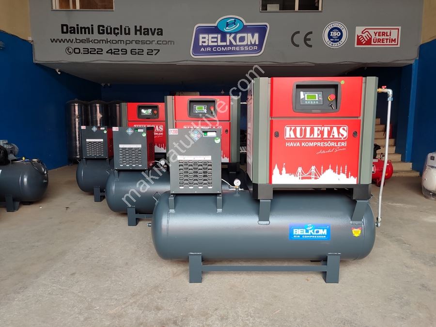 500 Litre, 10 Hp, Tank Üstü, Ful Set Vidalı Kompresör