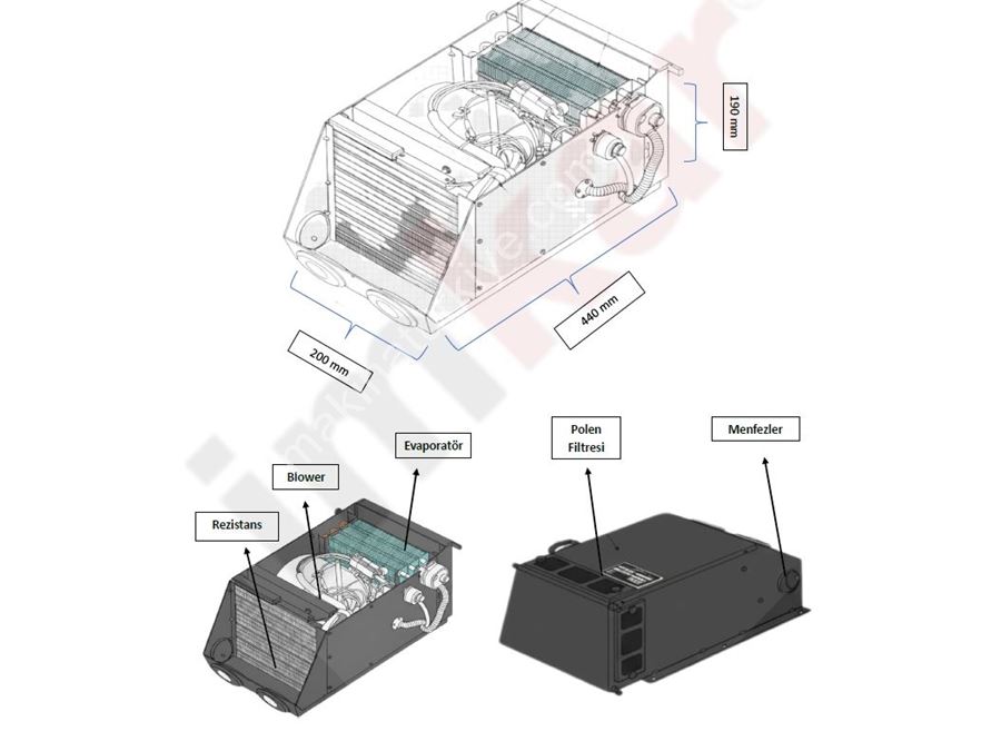 80V 9660 BTU Soğutma Kapasiteli İş Makineleri İçin Elektrikli Klima