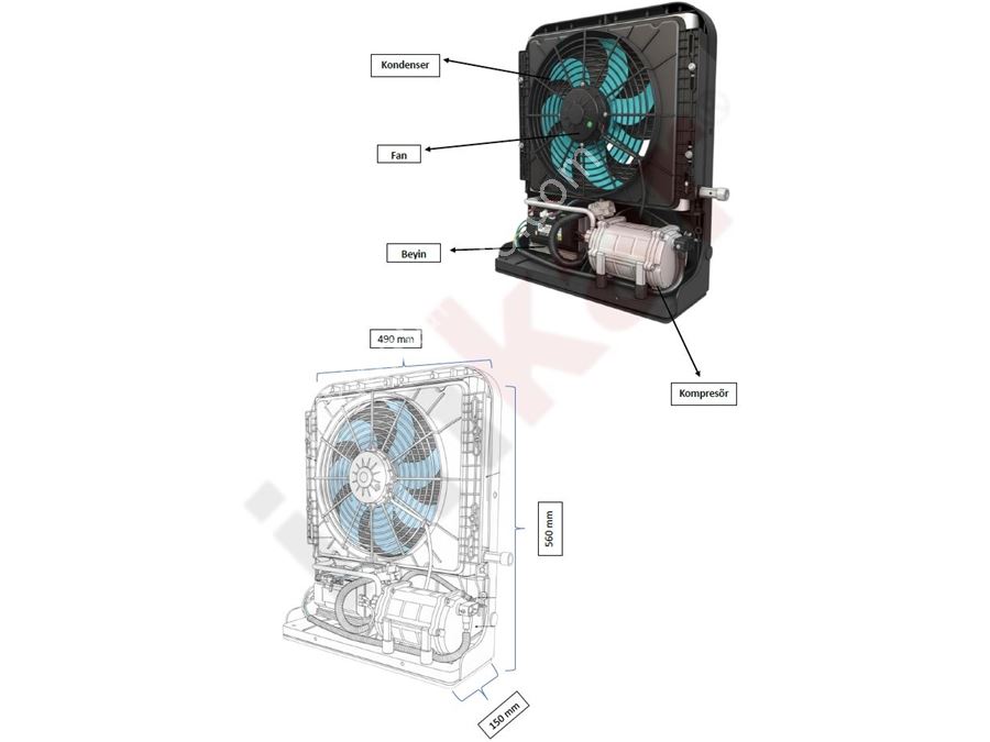 80V 9660 BTU Soğutma Kapasiteli İş Makineleri İçin Elektrikli Klima