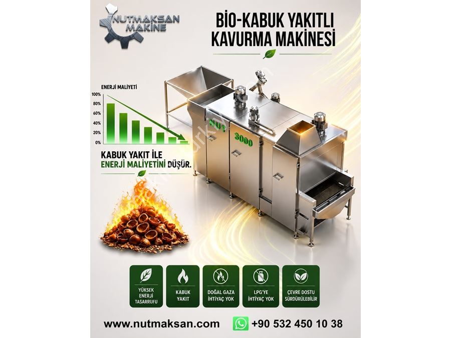 Machine à rôtir des fruits secs à combustible bio-coque 175-350 Kg/heure