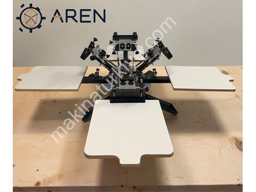 Machine de sérigraphie de table à 4 couleurs et 4 stations avec réglage précis