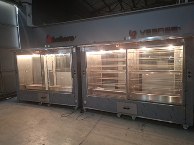 Coal Double Showcase Chicken &amp; Head Machine 24 Skewers 168/192 Capacity - 5