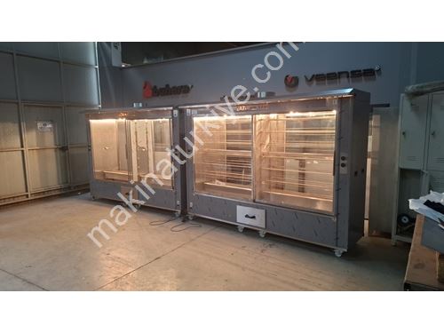 24 Şiş 168/192 Kapasite Kömürlü Çift Vitrin Kelle&Piliç Makinesi