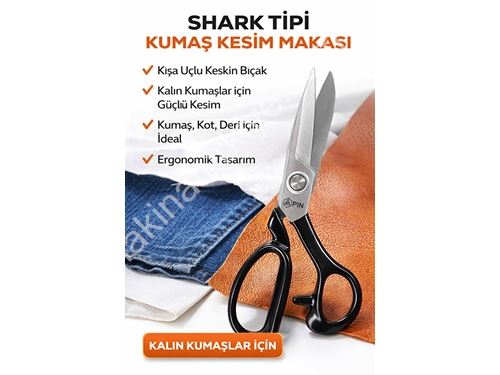 Shark Tipi Kumaş Kot Deri Kalın Kumaşlar İçin Kısa Uçlu Keskin Kesim Makası