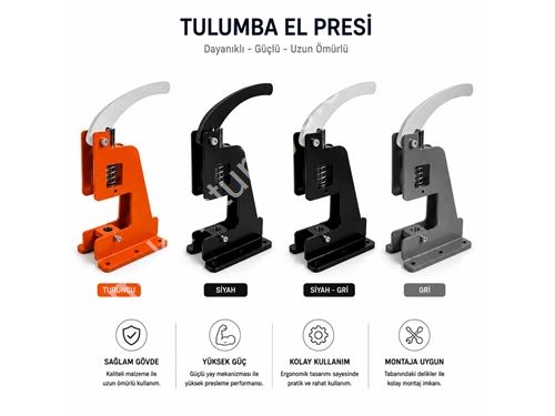 Portatif Küçük Tulumba El Presi – Çıt Çıt, Kuşgözü, Rivet Ve Düğme Çakma Makinesi (Kalıpsız)