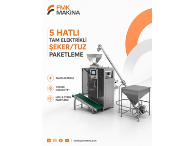 5 Hatlı Elektrikli 300 Adet/Dakika Stick Şeker Paketleme Makinası - 1