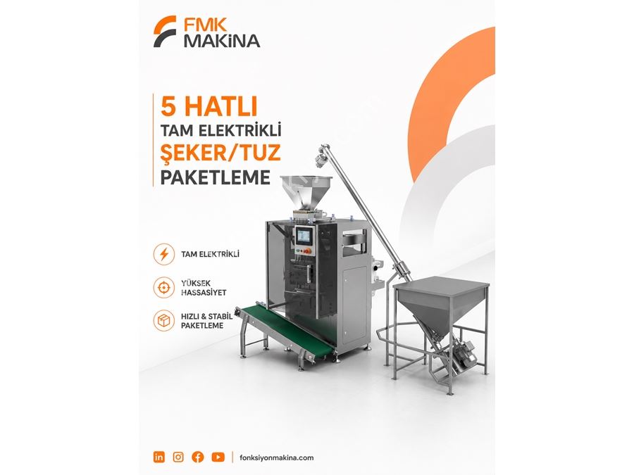 5 Hatlı Elektrikli 300 Adet/Dakika Stick Şeker Paketleme Makinası