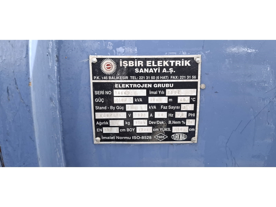 İşbir 2200 Kva Dizel Jeneratör | Mıtsubıshı Motorlu | Mgs Serisi |