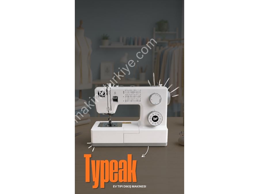 Typeak 34 Desenli Ev Tipi Dikiş Makinası Düz Dikiş Zigzag Dekoratif Dikiş Ayak Ve İp Setli