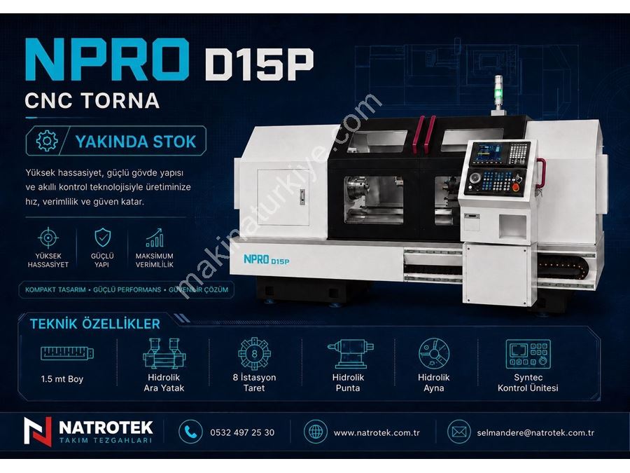 NPRO D15P Düz Banko Cnc Torna