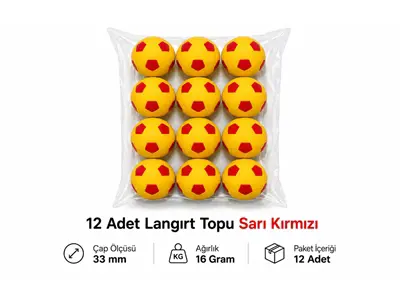 Langırt Topu Sarı-Kırmızı Renk - 12 Adet