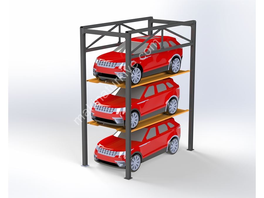 4 Kolonlu 3 Katlı Otopark Sistemi
