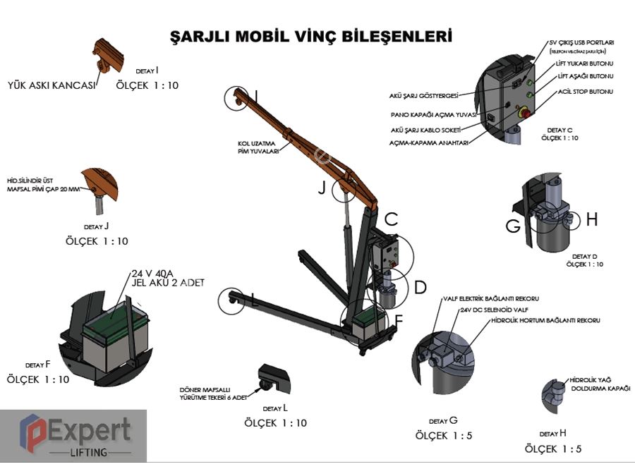 Mobil Şarjlı Pratik Garaj Vinç