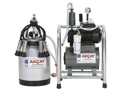 Tekli Sabit Sistem Süt Sağım Makinesi Yağlı Motorlu Akçay AK-MK-1Y/SS-606 - 0