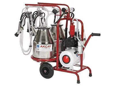 Çift Güğümlü Yağlı Motor Sistemli Çift Arabalı Süt Sağım Makinesi