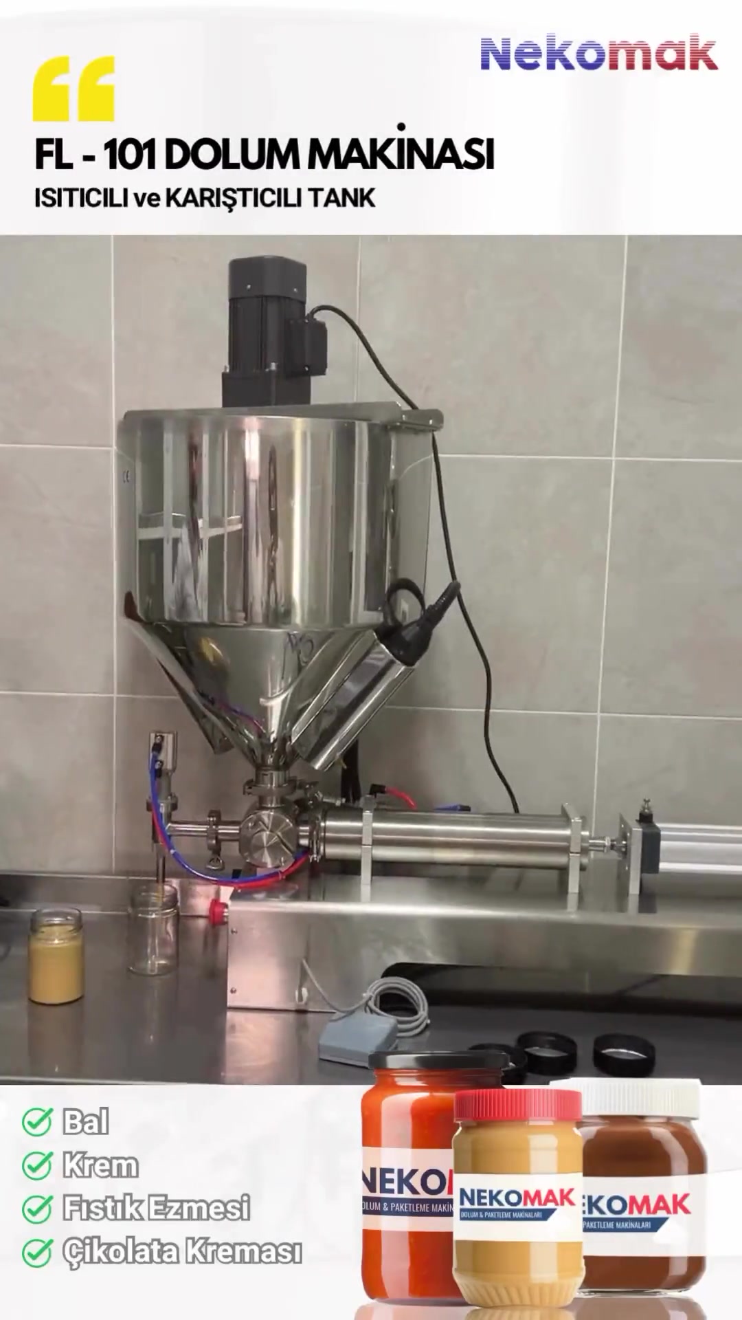 100–1000 ml Tek Nozullu Yüksek Viskoziteli Yarı Otomatik Sıvı Dolum Makinası