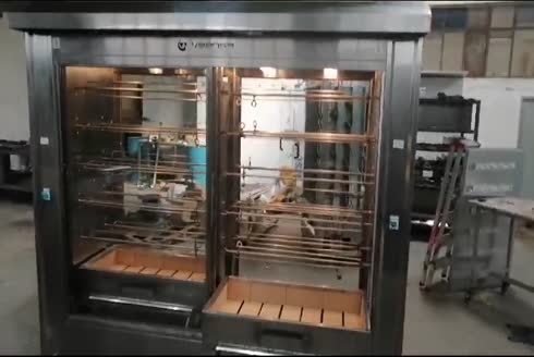 Hähnchen-Drehmaschine Doppelvitrine 24 Spieße mit Kohle