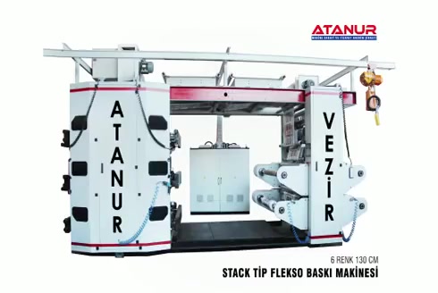 6 Renk 100 Cm Stack Tip Flekso Baskı Makinesi