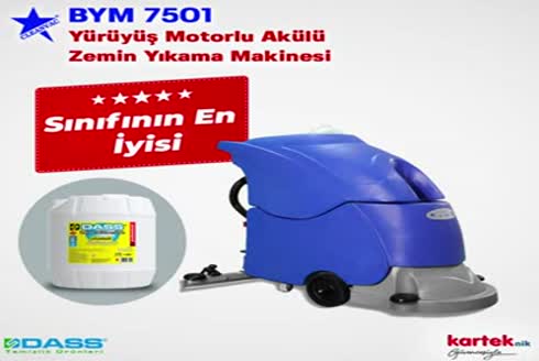 BYM7501  Akülü Yürütme Motorlu Zemin Yıkama Makinası 