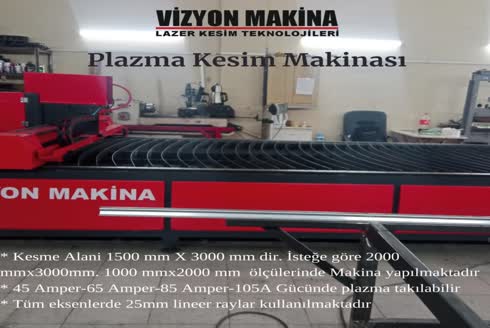 1500x3000 mm 100 Amp Plazma Kesim Makinası