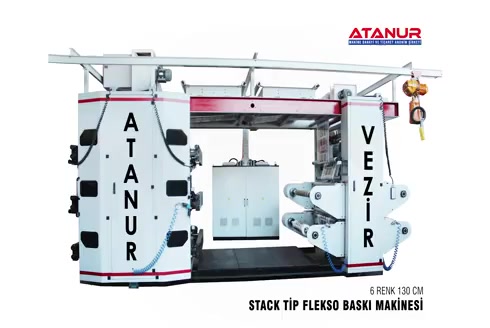 6 Renk 100 Cm Stack Tip Flekso Baskı Makinesi